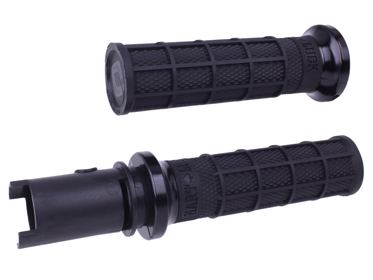 ODI Lock-On Hart-Luck Signature Full-Waffle Grips For 2024-Up-Touring & 2025-Up M8 Softails Black/Black