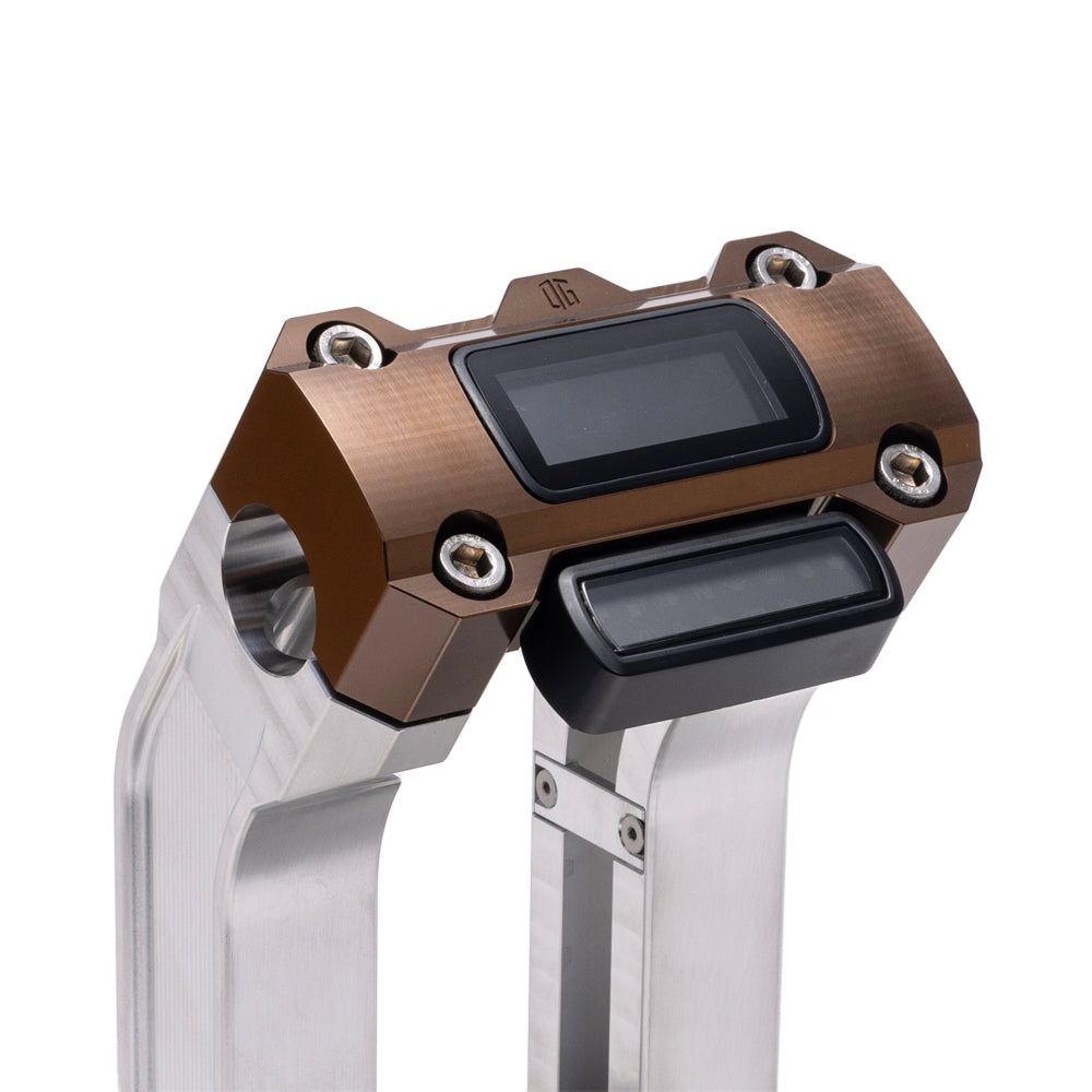 OG Aluminum 10.5 inch Straight Risers with Bronze Digital Gauge Cut Out Top Clamp