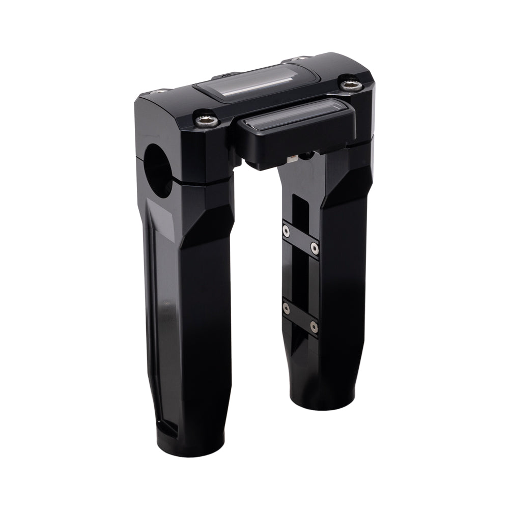 OG Black 6.5 inch Straight Risers with Black Digital Gauge Cut Out Top Clamp