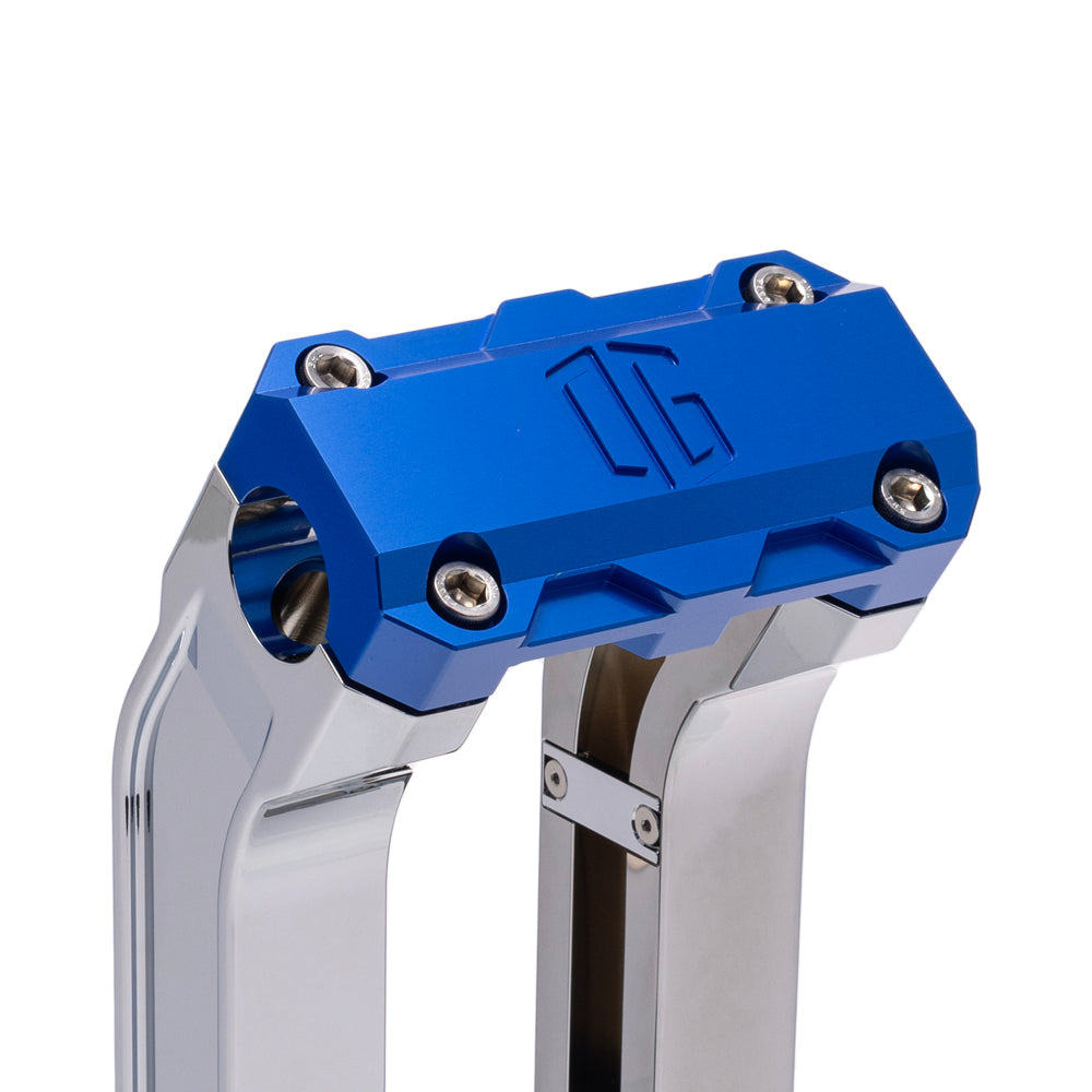 OG Chrome 6.5 inch Straight Risers with Blue Standard Top Clamp