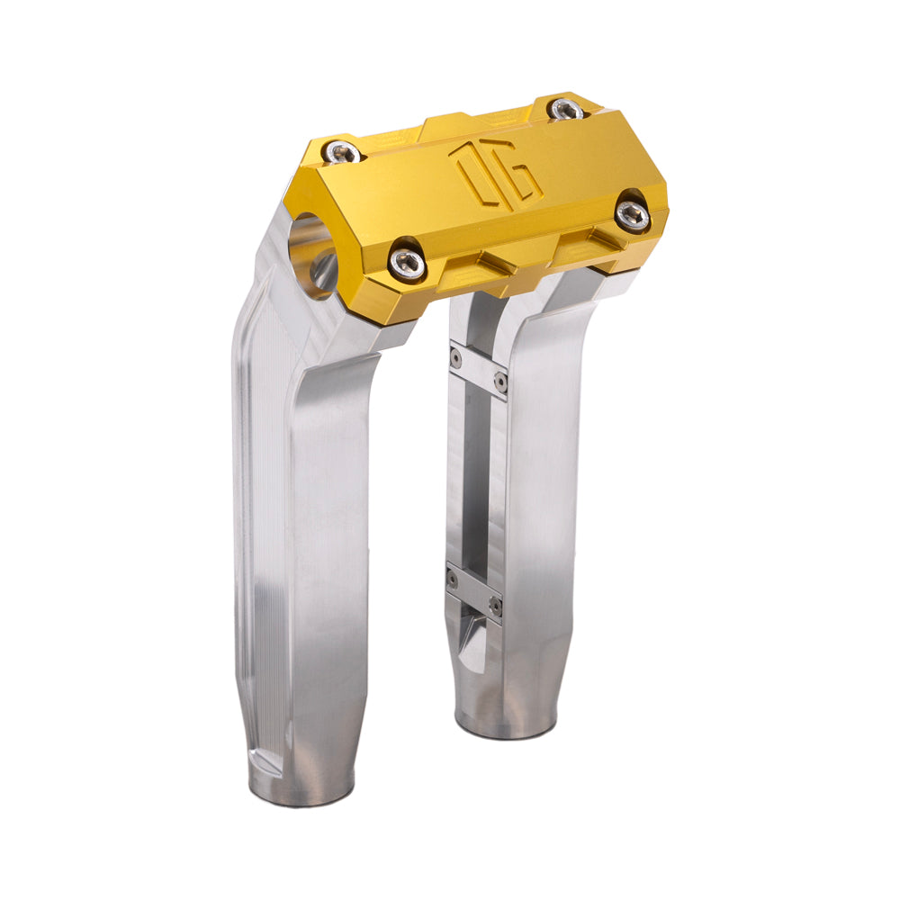 OG Aluminum 8.5 inch Pull Back Risers with Gold Standard Top Clamp