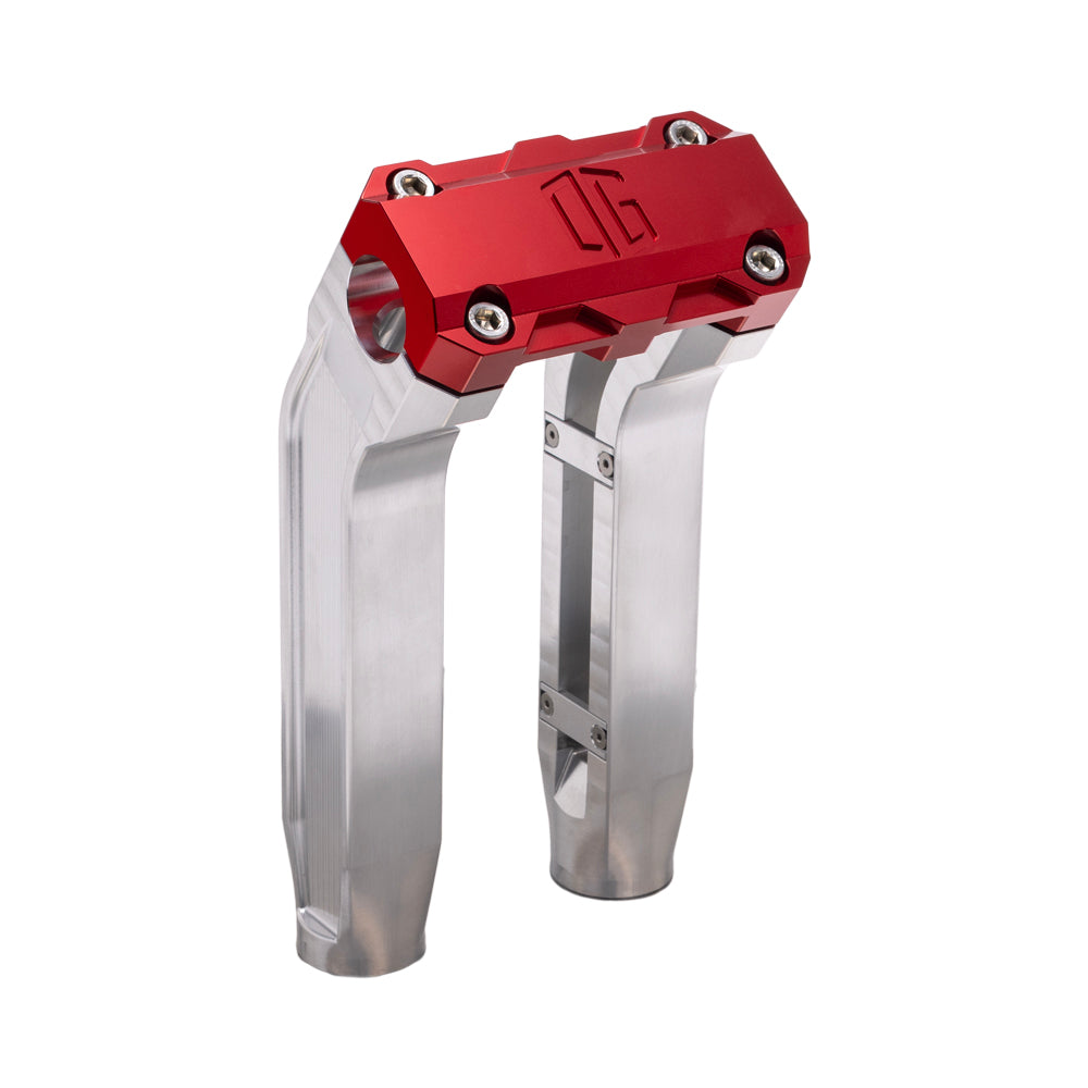 OG Aluminum 8.5 inch Pull Back Risers with Red Standard Top Clamp
