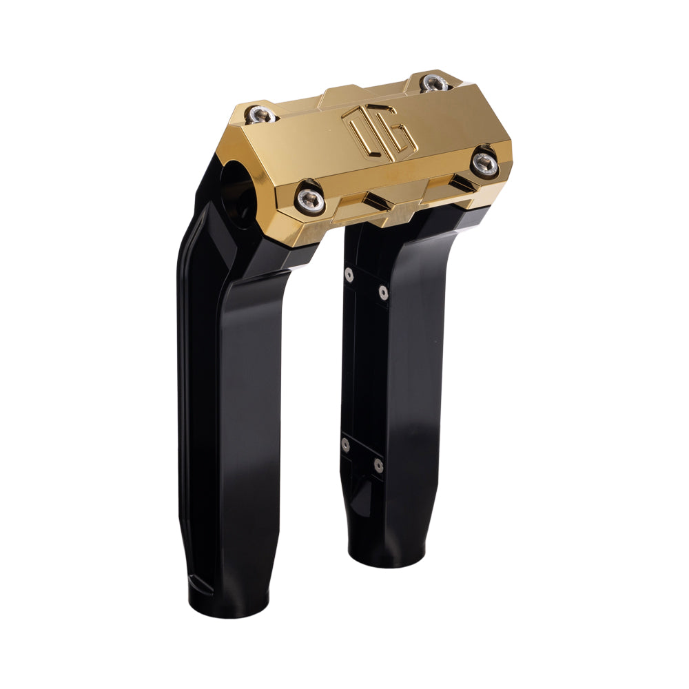 OG Black 8.5 inch Pull Back Risers with Gold Plating Standard Top Clamp