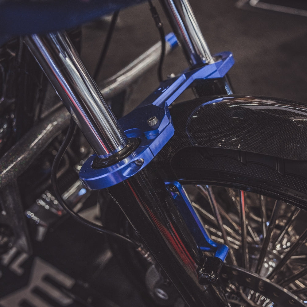 OG Speed 41mm (2013-Down) Touring Fork Brace installed on a Road Glide FLTR