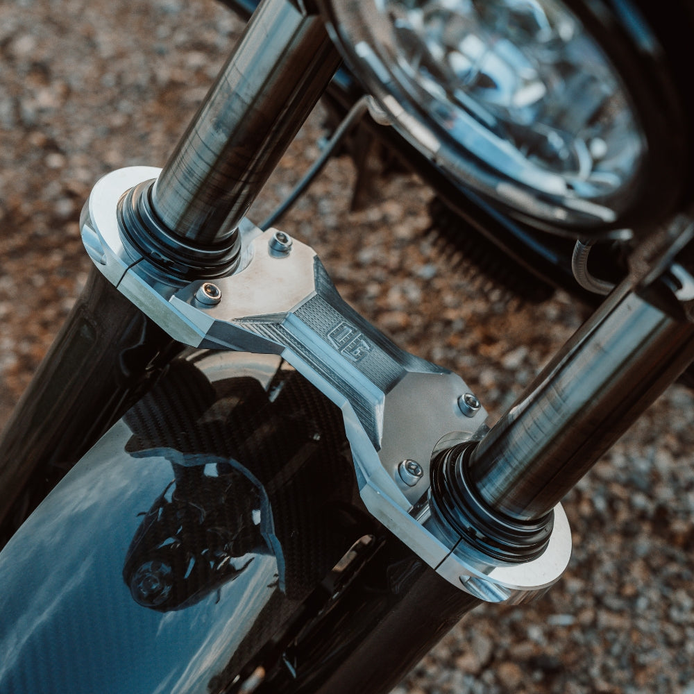 OG Speed 49mm Fork Brace installed on a 2021 Softail Standard FXST
