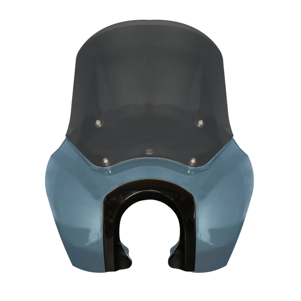 Sharkskin Blue OG Softail Low Rider S Complete T-Sport Fairing Kit with smoked windshield