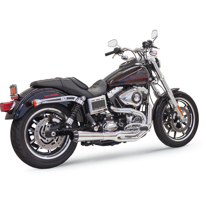 Bassani Mega Power Road Rage 2 Exhaust on 1991-2017 Harley Dyna - Chrome
