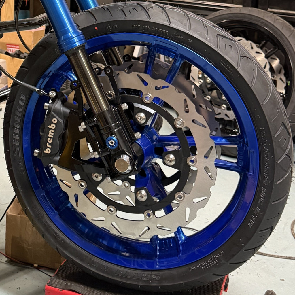 Geezer Engineering 14-inch 'Enforcer' style Floating Brake Rotors with standoffs - designed for OEM touring calipers 2008-up