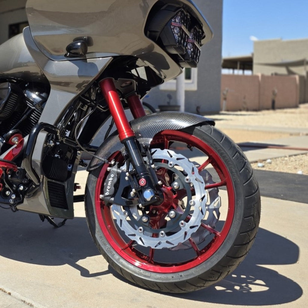 Geezer Engineering 14-inch 'Enforcer' style Floating Brake Rotors with standoffs - designed for OEM touring calipers 2008-up